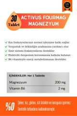FOURMAG Magnezyum Kas Desteği Enerji Metabolizması Sitrat Taurat Bisglisinat Mg Malat, B6 Vitamin