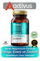FOURMAG Magnezyum Kas Desteği Enerji Metabolizması Sitrat Taurat Bisglisinat Mg Malat, B6 Vitamin