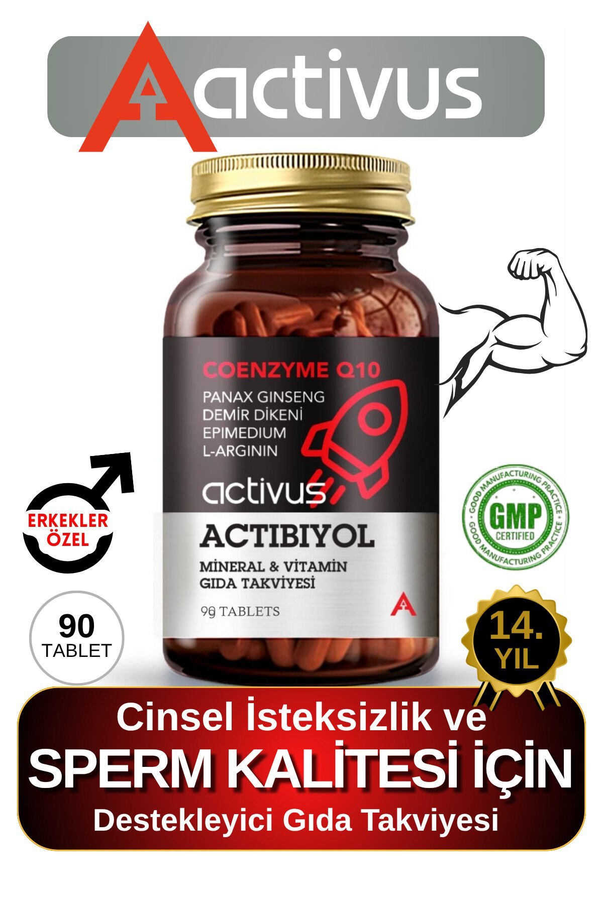 ACTIBIYOL Koenzim Cinsel Istek Ve Sperm Takviye Gıda Q10 L-arjinin Ginseng Demir Dikeni Epimedium