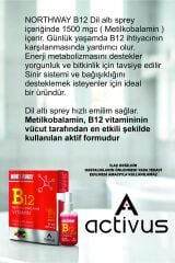 Northway Metilkobalamin B12 Vitamin 20ml 1500 Mcg Dil Altı Sprey Orman Meyve Aromalı Methylcobalamin