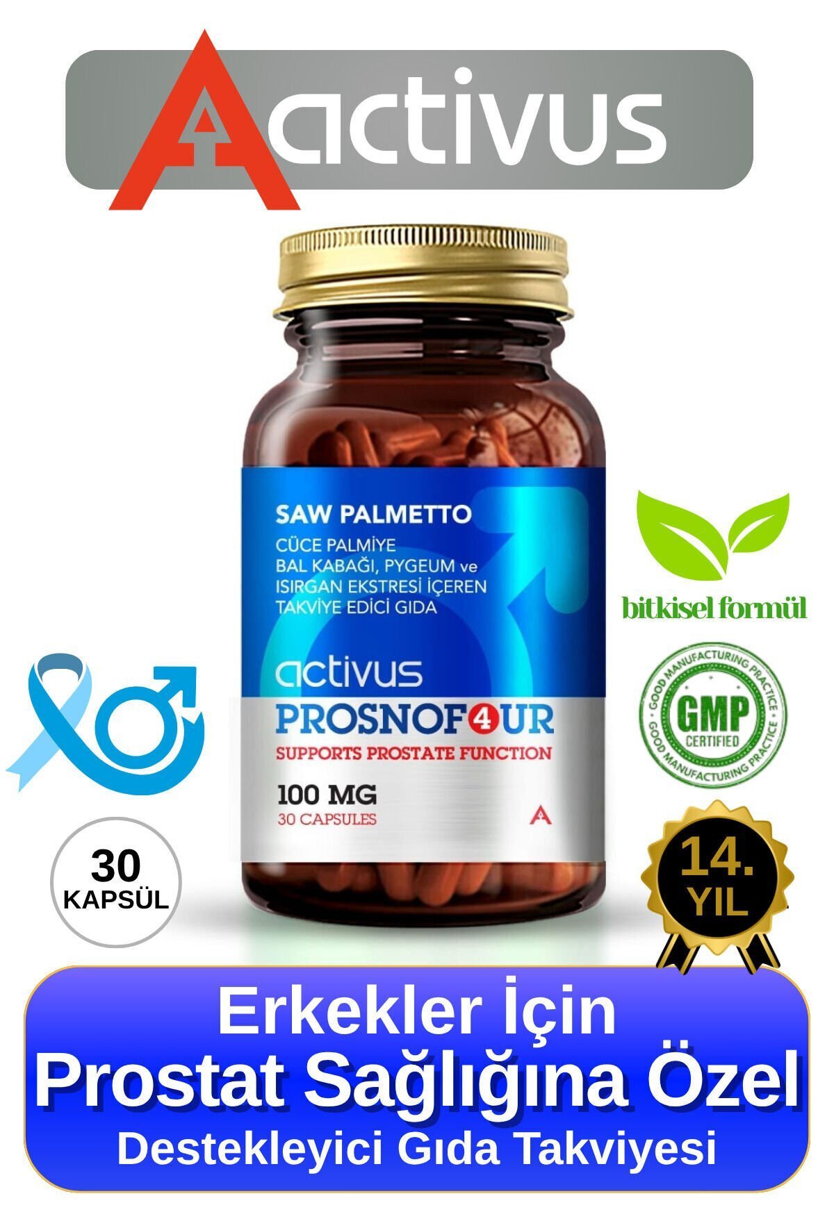 ACTIVUS PROSNOFOUR - Erkekler İçin Sağlığı ve Hormonal Denge Takviye Edici Gıda | 30 Kapsül